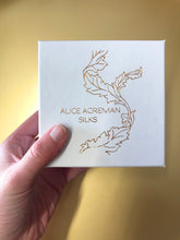 Load image into Gallery viewer, Sage Green Silk Tie, &#39;Mirage&#39; Men&#39;s Luxury Tie in Sage Green with Scorpion illustration by Alice Acreman silks